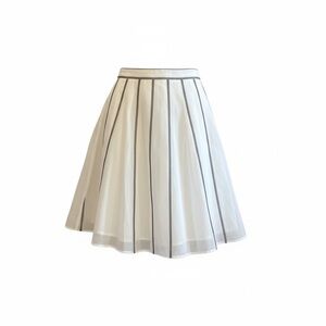 Talbots Ivory Black Pinstripe Organza Skirt Size 8 Classic Elegant Midi